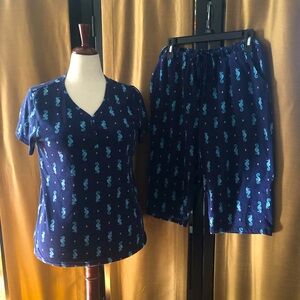 Navy Blue Seahorse Intimate Loungewear Set